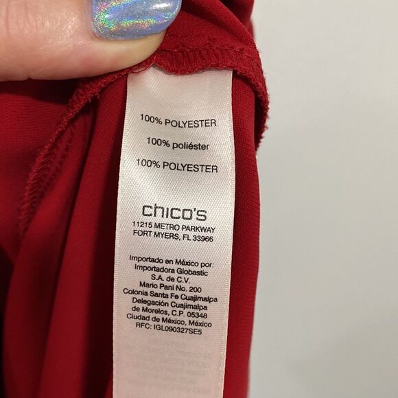 Chico’s red v-neck flutter sleeve blouse top size M - Picture 6 of 8